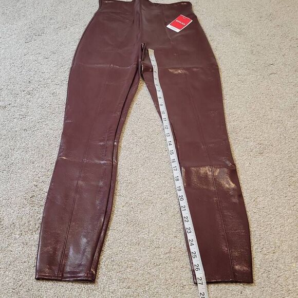SPANX FAUX PATENT LEATHER Leggings Pants Ruby Size M - Picture 5 of 8